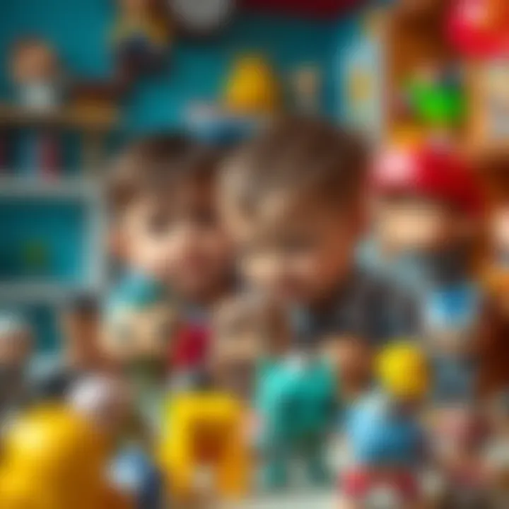 Children engaging with Funko Pop figures in a playful environment