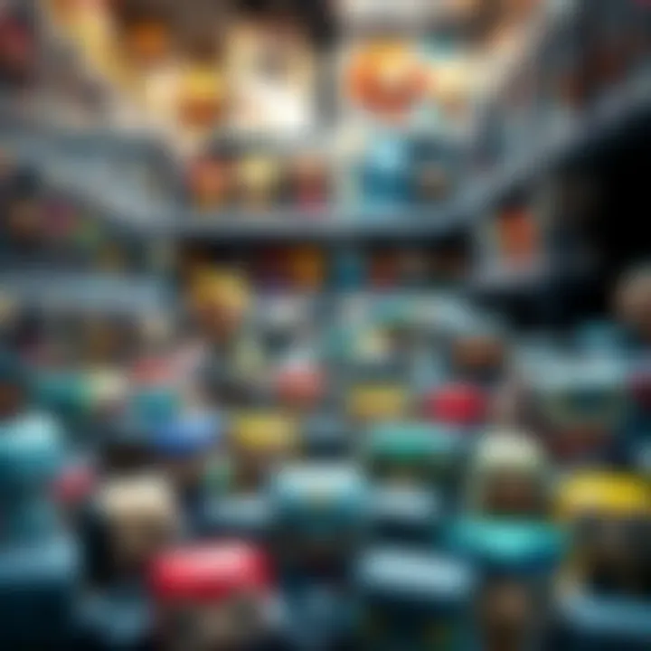 An organized display of Funko Pop figures in a collector's setup