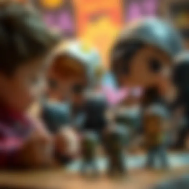 Children engaging with Demon Slayer Funko Pop figures