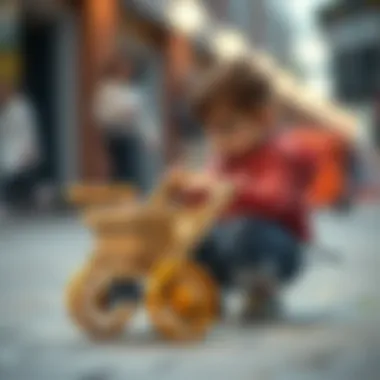 A child playing with a modern toy cart, emphasizing its role in development