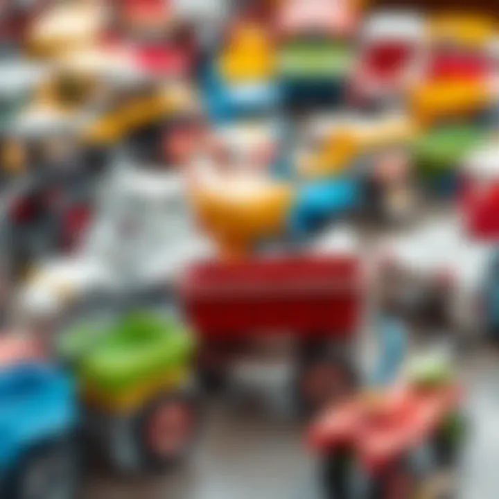 A collection of various toy carts representing contemporary designs