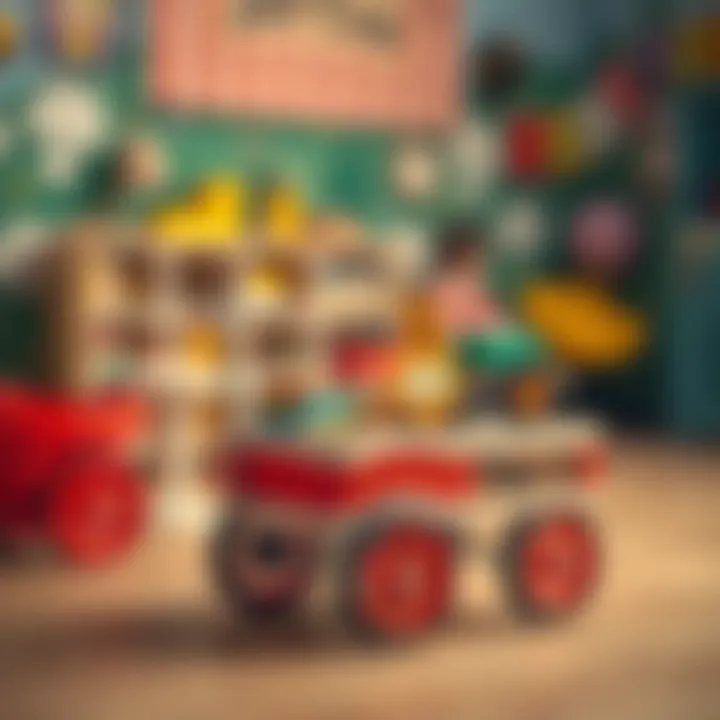 An educational setup illustrating the use of toy carts in learning environments