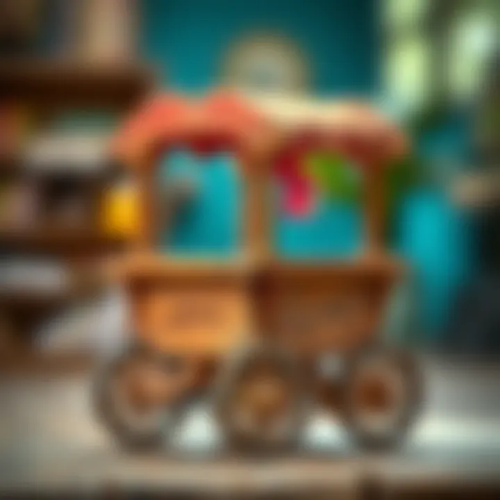 A vintage wooden toy cart showcasing its historical design