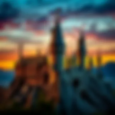 The majestic Hogwarts castle at sunset, symbolizing the heart of the wizarding world.