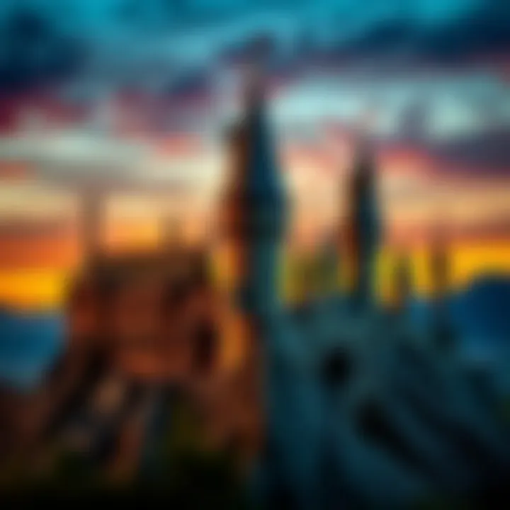 The majestic Hogwarts castle at sunset, symbolizing the heart of the wizarding world.