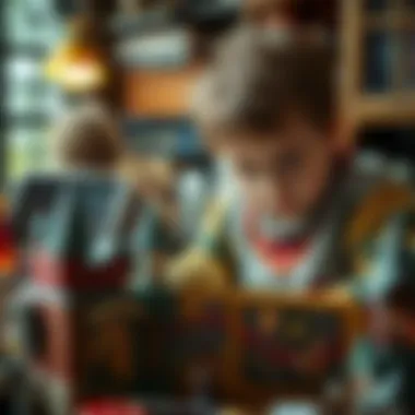 A child engrossed in a magical Harry Potter toy set