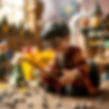 An enchanting scene depicting imaginative play with Harry Potter toys