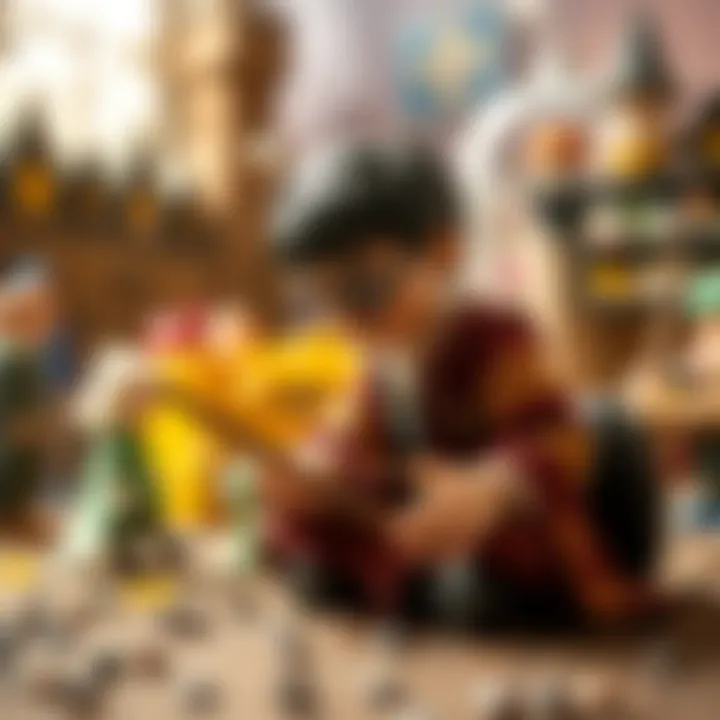 An enchanting scene depicting imaginative play with Harry Potter toys