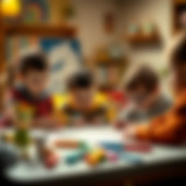 Children Engaging in Fun Drawing Activities Children engaging in animal drawing activities