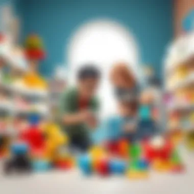 An educator guiding children in choosing suitable toys