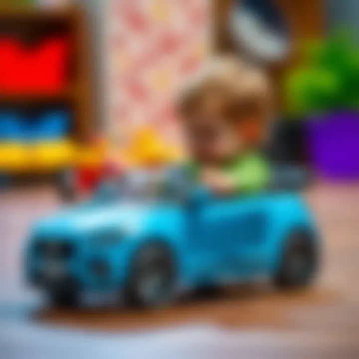 Child playing with an openable toy car