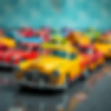 Colorful toy cars promoting creativity