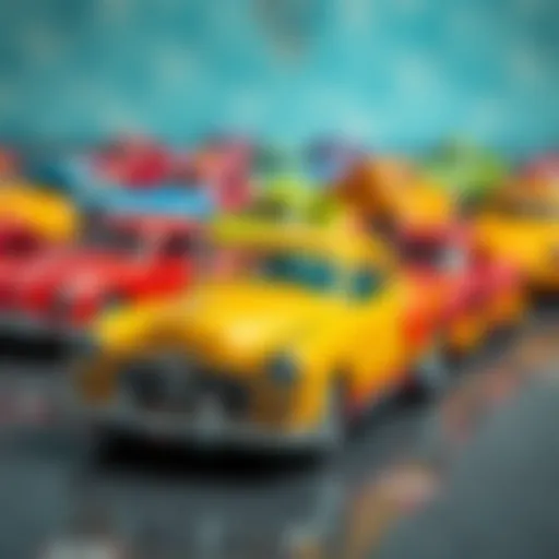 Colorful toy cars promoting creativity