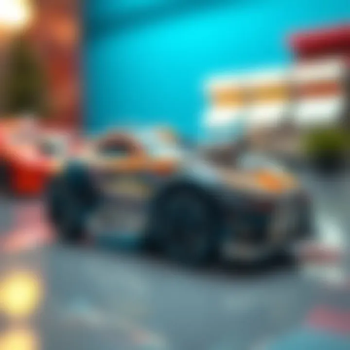 Close-up of a Hot Wheels car from the set