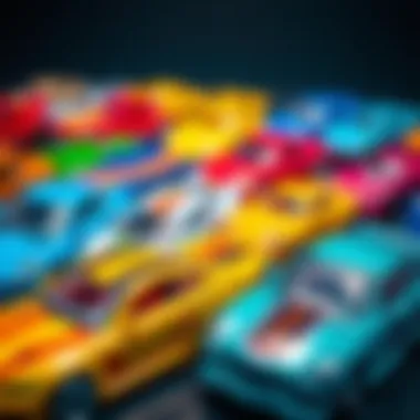 Colorful collection of Hot Wheels cars