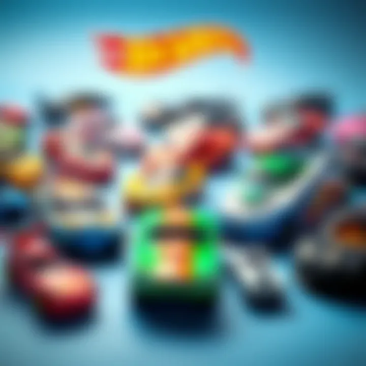 Diverse Hot Wheels Designs A vibrant display of various Hot Wheels cars showcasing their unique designs and colors