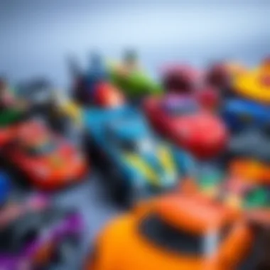 Collection of Hot Wheels DC Comics Cars A vibrant display of various Hot Wheels cars featuring DC Comics characters