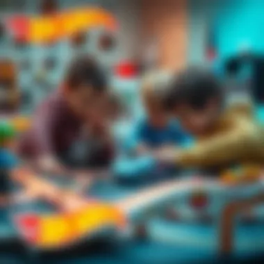 Creative Play with Hot Wheels Children engaging in play with Hot Wheels race tracks, demonstrating teamwork and creativity