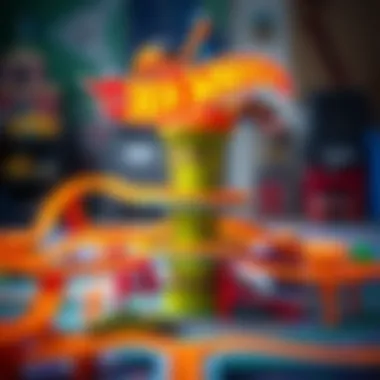 Dynamic setup of Hot Wheels tower with colorful tracks