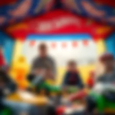Parents supervising children as they play in the Hot Wheels tent