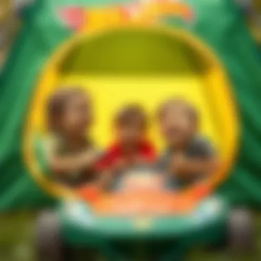 Children playing inside a Hot Wheels tent, smiling and enjoying