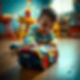 A child playing with Hot Wheels TIR toy