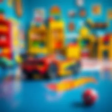 A colorful display of Hot Wheels TIR in a playroom