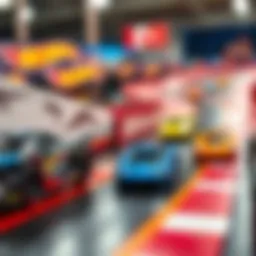 Dynamic Hot Wheels track with cars racing