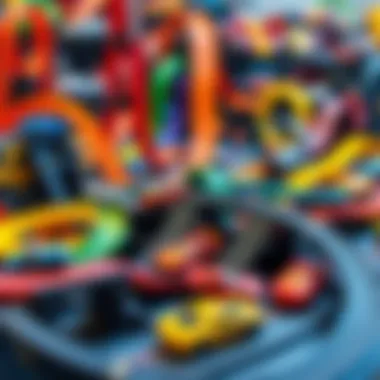 Various types of Hot Wheels tracks displayed