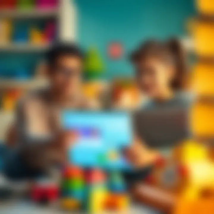 Parents reading reviews on a laptop for toy selection