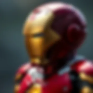 Iron Man Figure Detail Close-up of a detailed Iron Man action figure showcasing its intricate design