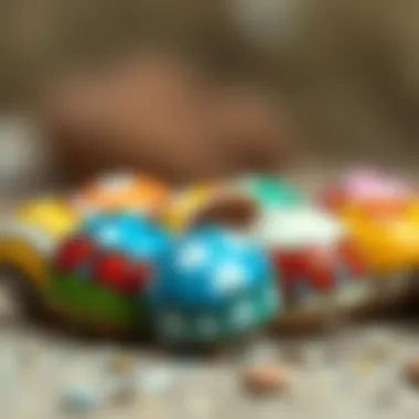 Creative Expression on Shells Close-up of painted shells showcasing creativity