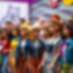 A vibrant display of diverse career Barbie dolls