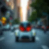 Autonomous vehicle navigating through city streets