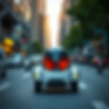 Autonomous vehicle navigating through city streets