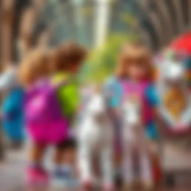 Group of kids with different unicorn school bags