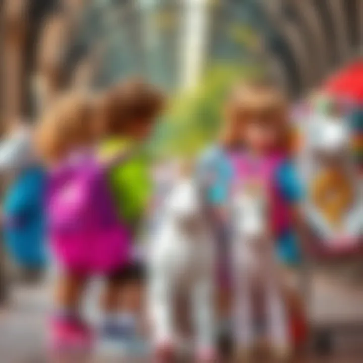 Group of kids with different unicorn school bags