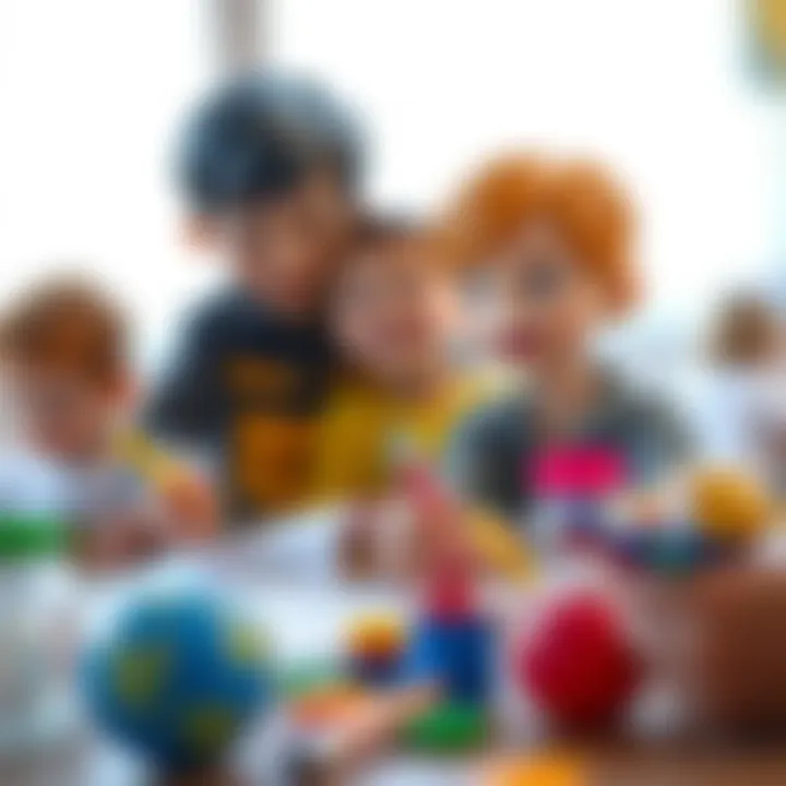 A group of children enthusiastically sharing their artwork