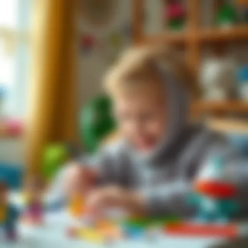 Joyful Coloring with Kral Şakir A child joyfully coloring with Kral Şakir characters