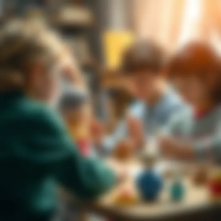 Children Collaborating Children collaborating during a puppet-making workshop.