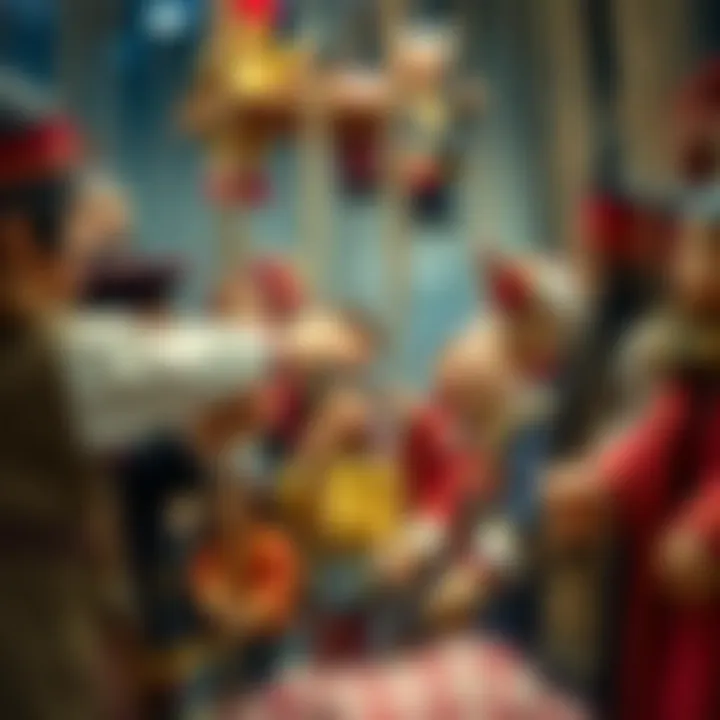 Historical Puppet Display Historical display of various puppets across different cultures.