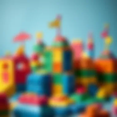 Colorful building blocks arranged creatively