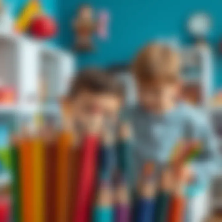 Parents selecting safe colored pencils for children