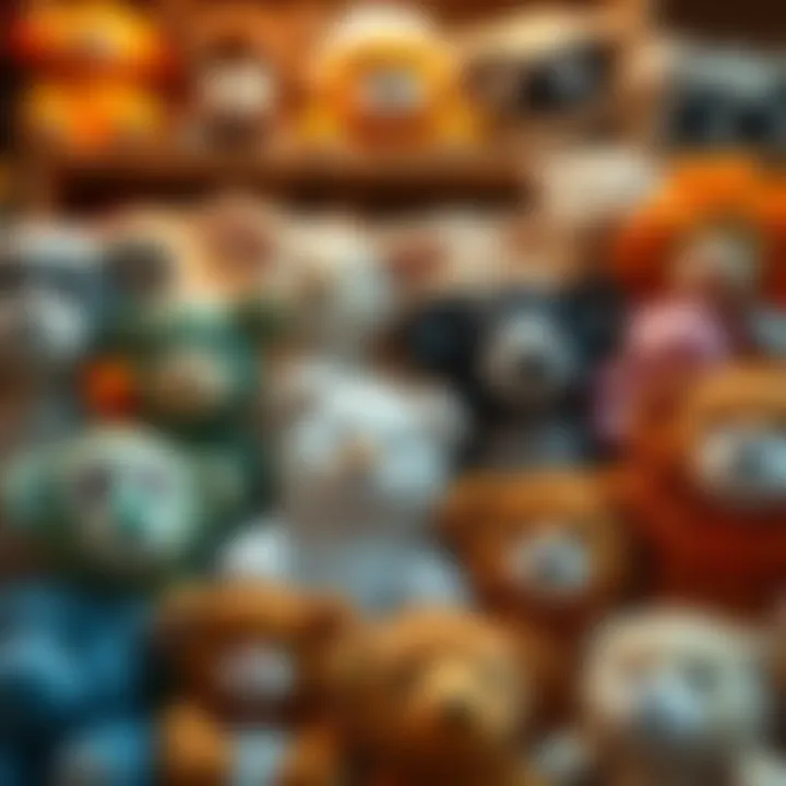 A collection of plush toys representing various animals.