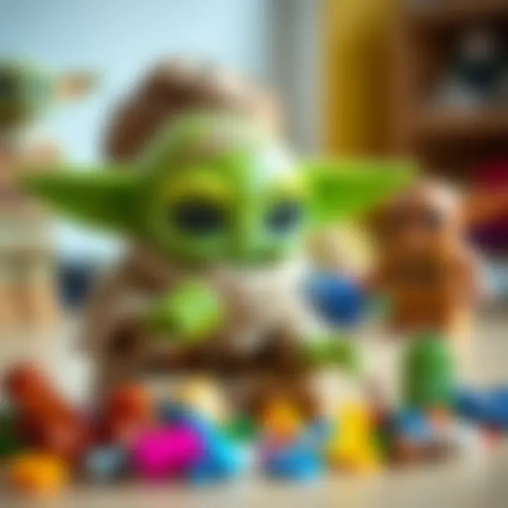 Child Building with Lego Baby Yoda Pieces Child building with Lego Baby Yoda pieces, showcasing creativity