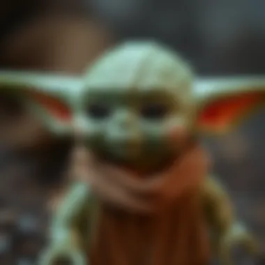 Detailed Close-up of Lego Baby Yoda's Features Detailed close-up of Lego Baby Yoda's features and design