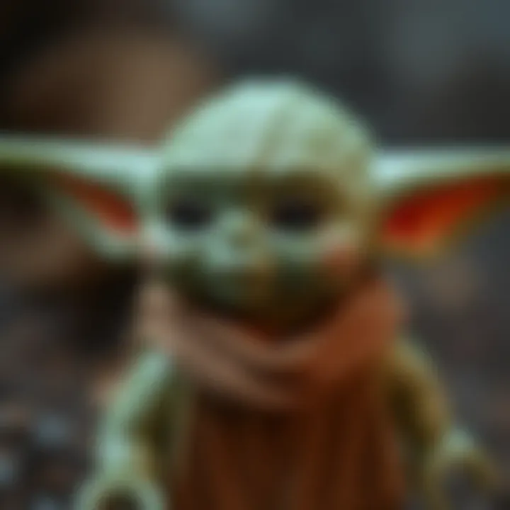 Detailed Close-up of Lego Baby Yoda's Features Detailed close-up of Lego Baby Yoda's features and design