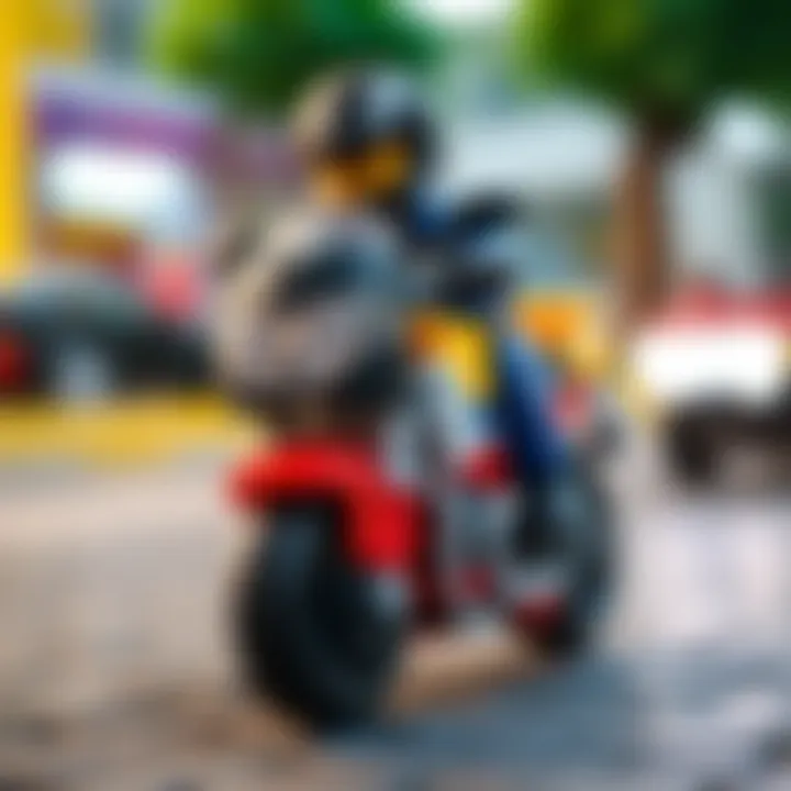 Close-up of Lego motorcycle emphasizing motor skill development