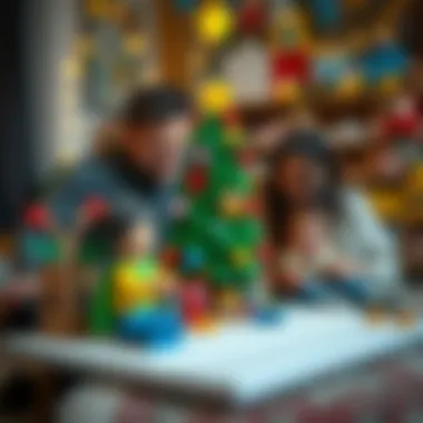 Family Fun with Lego Christmas Tree Family enjoying the Lego Christmas tree creation