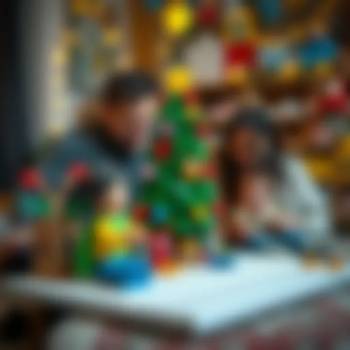 Family Fun with Lego Christmas Tree Family enjoying the Lego Christmas tree creation